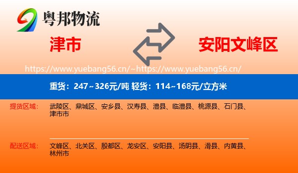 津市到文峰区物流