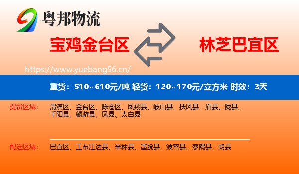 宝鸡金台区到巴宜区物流专线名片