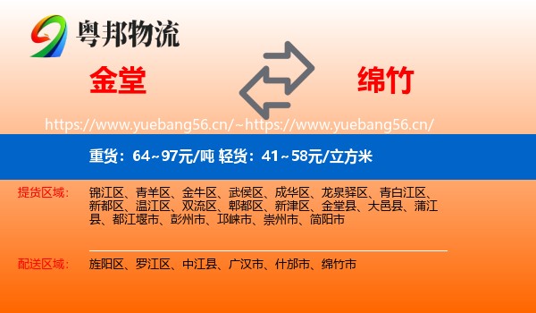 金堂到绵竹市物流