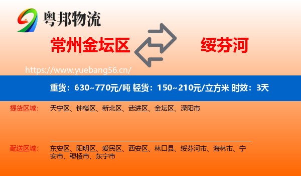常州金坛区到绥芬河市物流专线名片