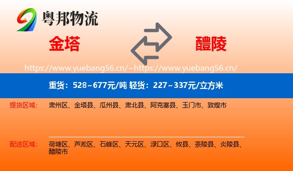 金塔到醴陵市物流