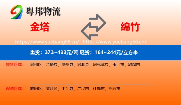 金塔到绵竹市物流