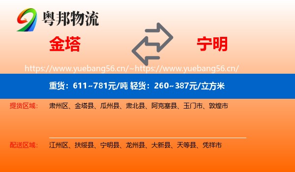 金塔到宁明县物流