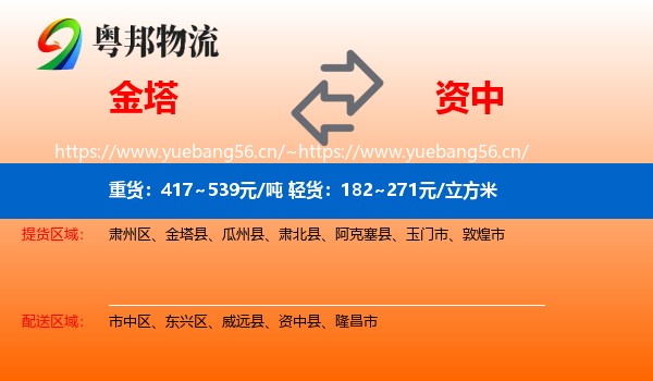 金塔到资中县物流