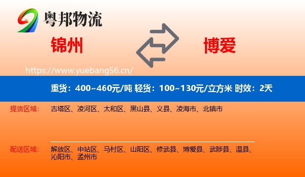 锦州到博爱县物流专线名片