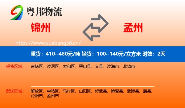 锦州到孟州市物流专线名片