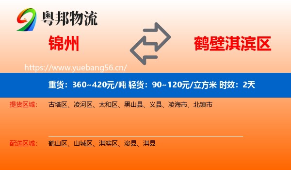 锦州到淇滨区物流专线名片