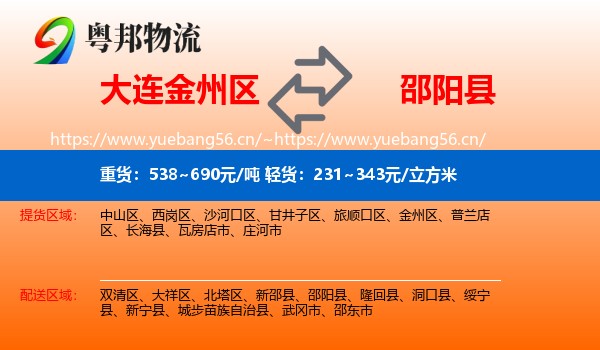 大连金州区到邵阳县物流