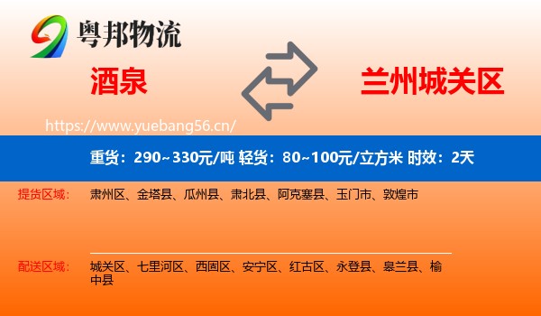 酒泉到城关区物流专线名片