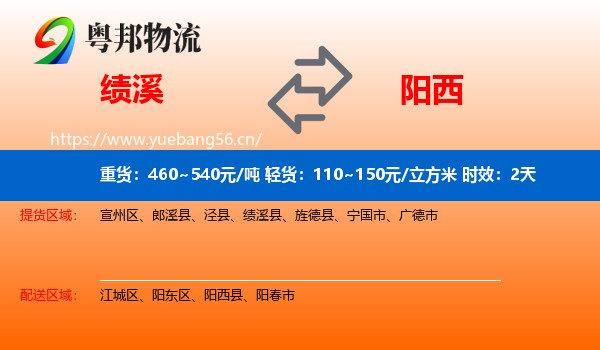 绩溪到阳西县物流专线名片