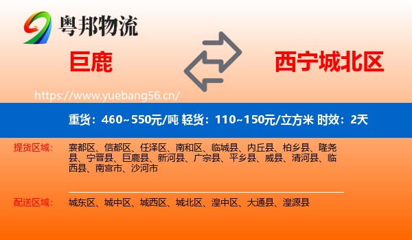 巨鹿到城北区物流专线名片