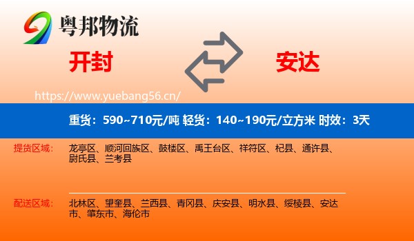 开封到安达市物流专线名片