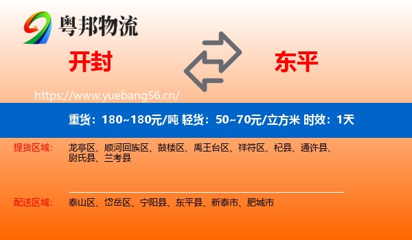 开封到东平县物流专线名片