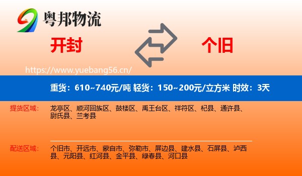 开封到个旧市物流专线名片