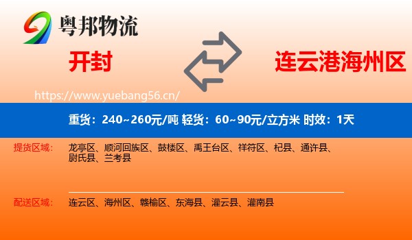开封到海州区物流专线名片