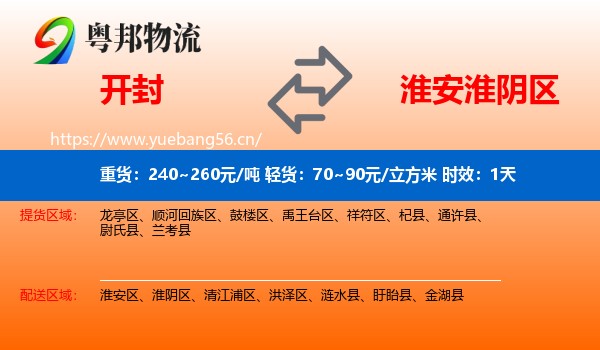 开封到淮阴区物流专线名片