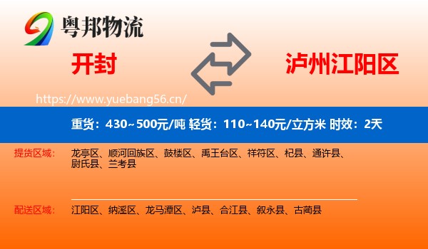 开封到江阳区物流专线名片