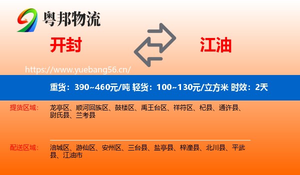 开封到江油市物流专线名片