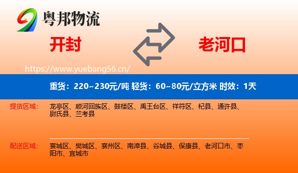 开封到老河口市物流专线名片