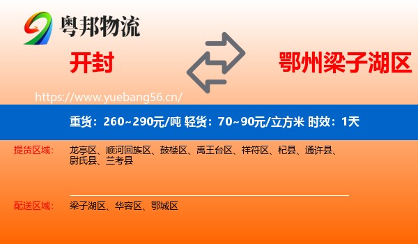 开封到梁子湖区物流专线名片