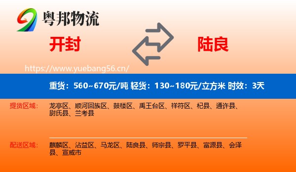 开封到陆良县物流专线名片