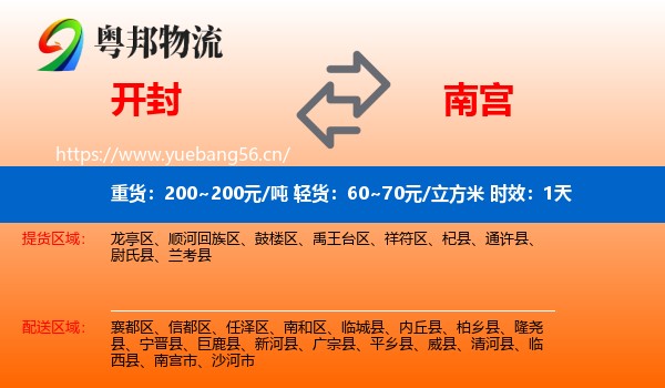 开封到南宫市物流专线名片