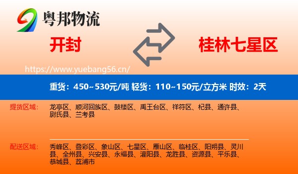 开封到七星区物流专线名片