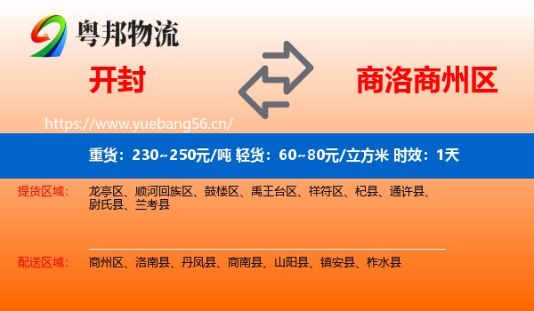 开封到商州区物流专线名片