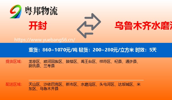 开封到水磨沟区物流专线名片
