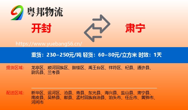 开封到肃宁县物流专线名片