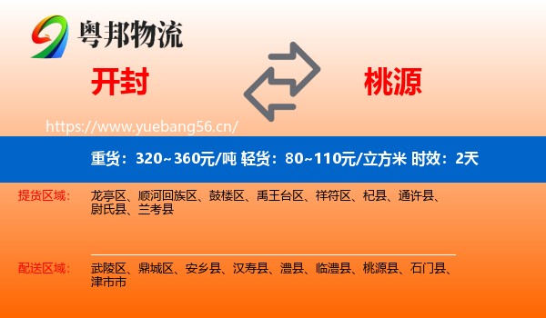 开封到桃源县物流专线名片