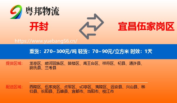 开封到伍家岗区物流专线名片