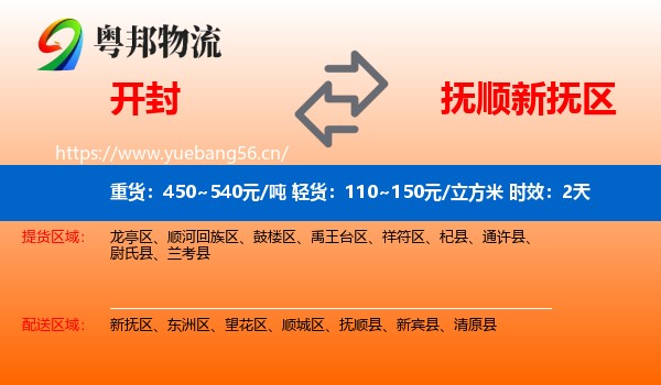 开封到新抚区物流专线名片