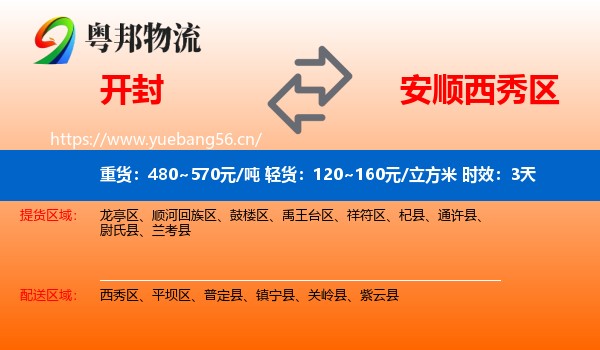 开封到西秀区物流专线名片