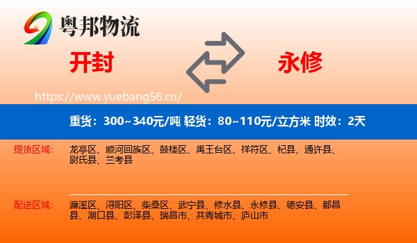 开封到永修县物流专线名片
