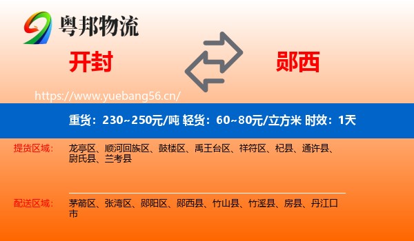 开封到郧西县物流专线名片