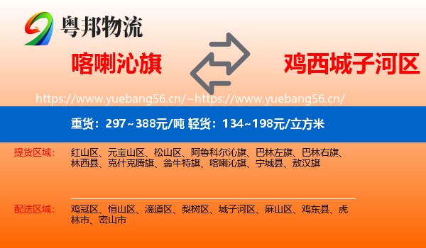 喀喇沁旗到城子河区物流专线
