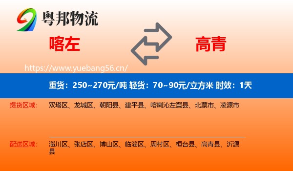 喀左到高青县物流专线名片