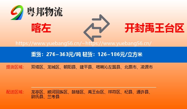 喀左到禹王台区物流