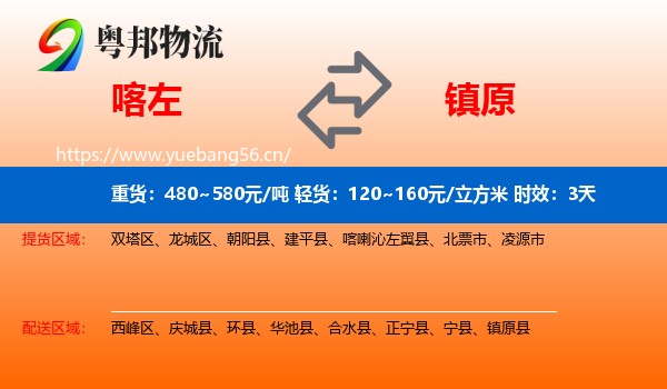 喀左到镇原县物流专线名片