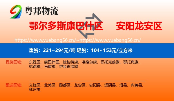 鄂尔多斯康巴什区到龙安区物流