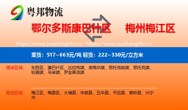 鄂尔多斯康巴什区到梅江区物流