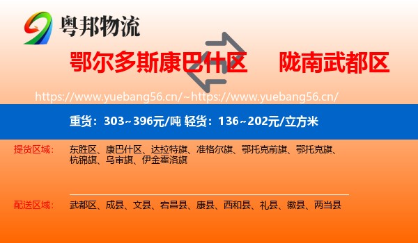鄂尔多斯康巴什区到武都区物流