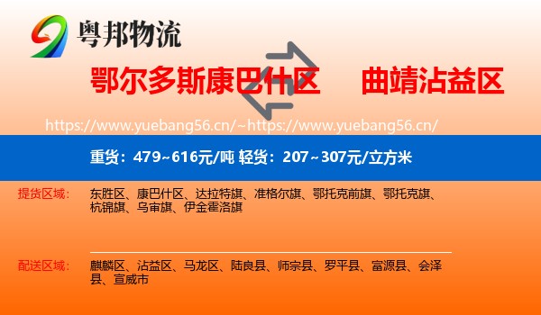 鄂尔多斯康巴什区到沾益区物流