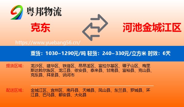 克东到金城江区物流专线名片