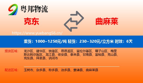 克东到曲麻莱县物流专线名片