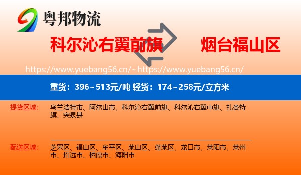 科尔沁右翼前旗到福山区物流