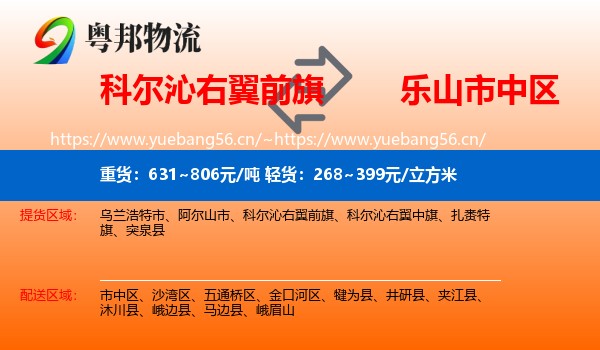 科尔沁右翼前旗到市中区物流