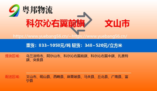 科尔沁右翼前旗到文山市物流