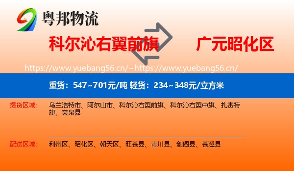 科尔沁右翼前旗到昭化区物流
